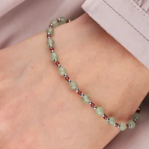 Bransoletka z awenturynu i granatu srebrna