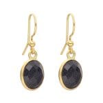 Srebrne pozłacane kolczyki wiszące z kamieniem Nocy Kairu w oprawie