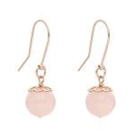 Wiszące kolczyki pozłacane bigle z kwarcem różowym SPHERE