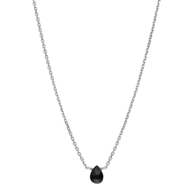 Srebrny naszyjnik z czarnym onyksem minimalistyczny