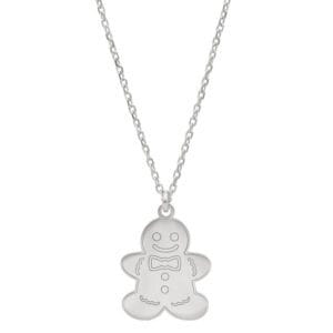 Damski naszyjnik świąteczny srebrna celebrytka piernikowy ludzik