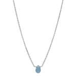 Delikatny srebrny naszyjnik ze srebra próby 925 z niebieskim kamieniem akwamarynem MINI