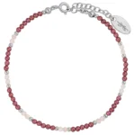 Bransoletka z różowym kwarcem i granatem srebrna